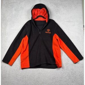 Jagermeister Fleece Hoodie Mens Large Quarter Zip Black Orange Colorblock Logo